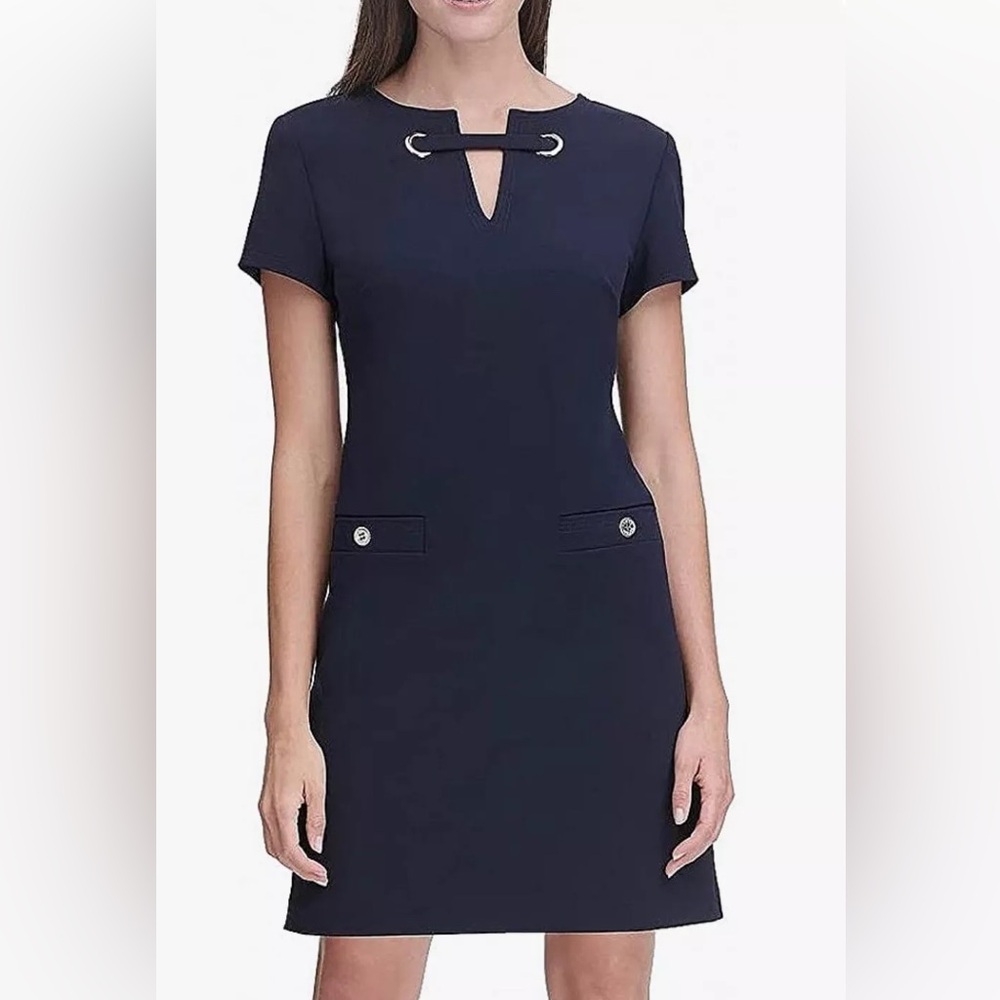 Tommy Hilfiger Classic Scuba Crepe Two Pocket Shift Dress Size 10 NWT